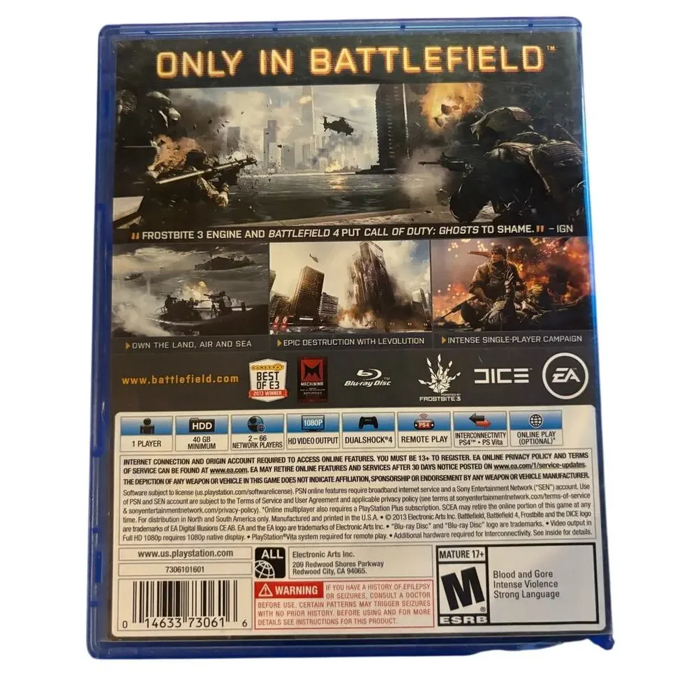 Battlefield 4 PS4 Case and Inserts Only - No Game Disc